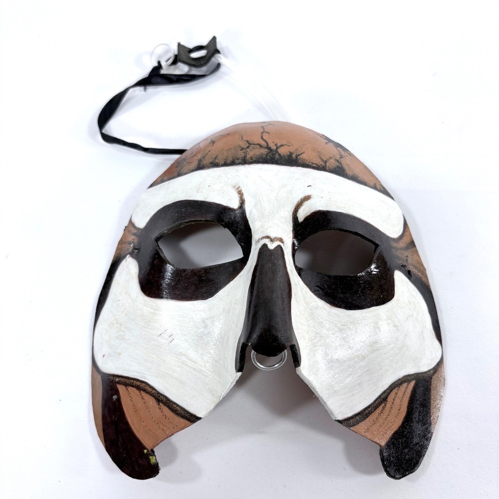 Handcrafted Leather Mask African Inspired Pierced Nose Wall Decor Wearable Art
